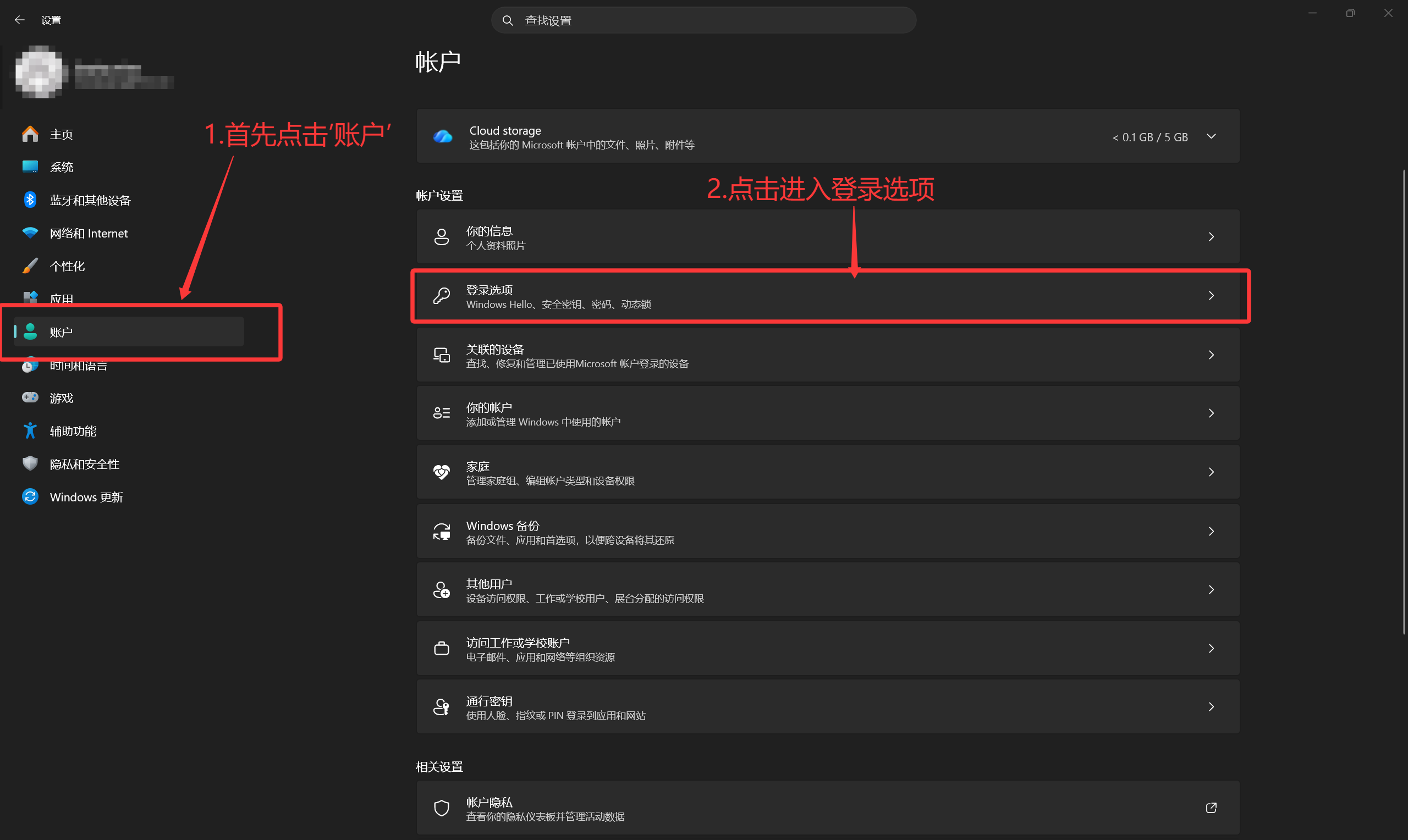 账户-登录选项